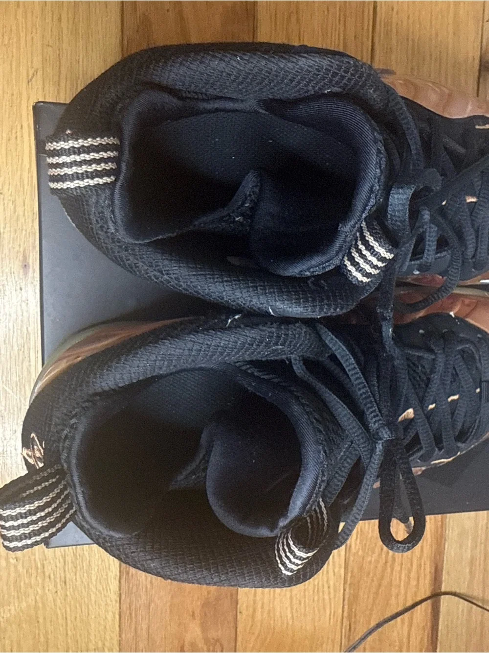 Nike Kids Copper Metallic Foamposite Sneakers with Black Trim